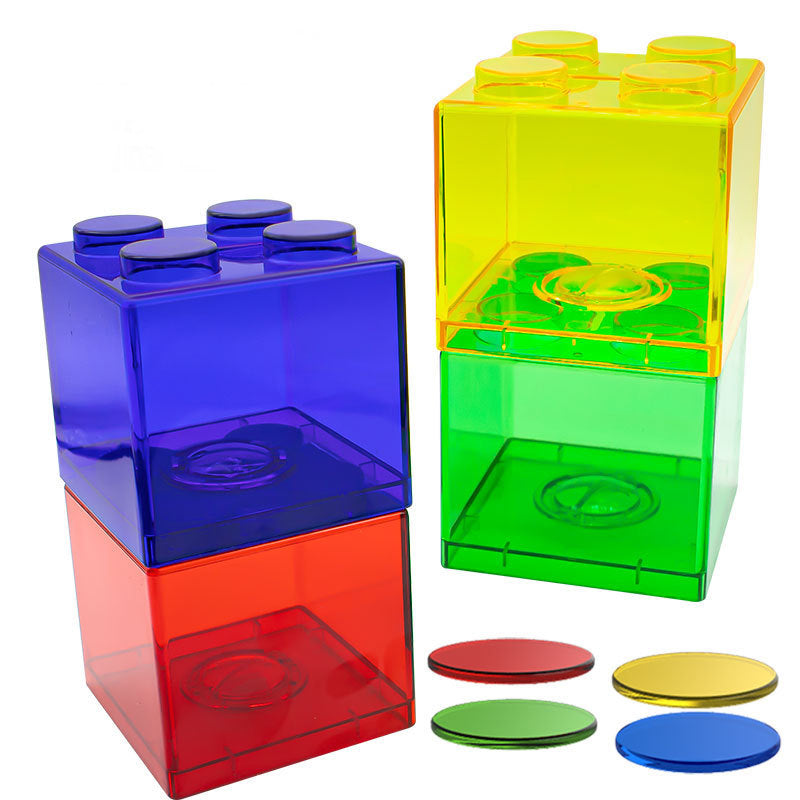 Transparent Block Piggy Bank with Coins