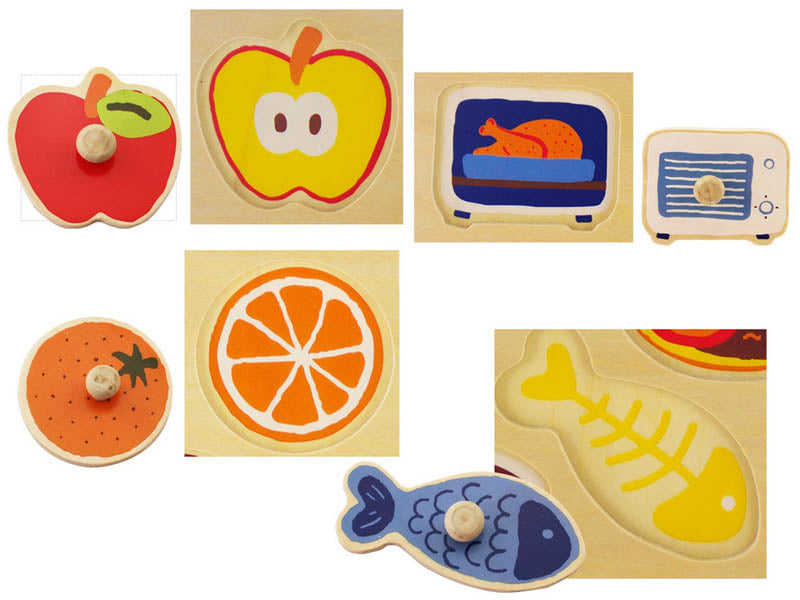 Wooden puzzle w-handle - Food & kitchenware