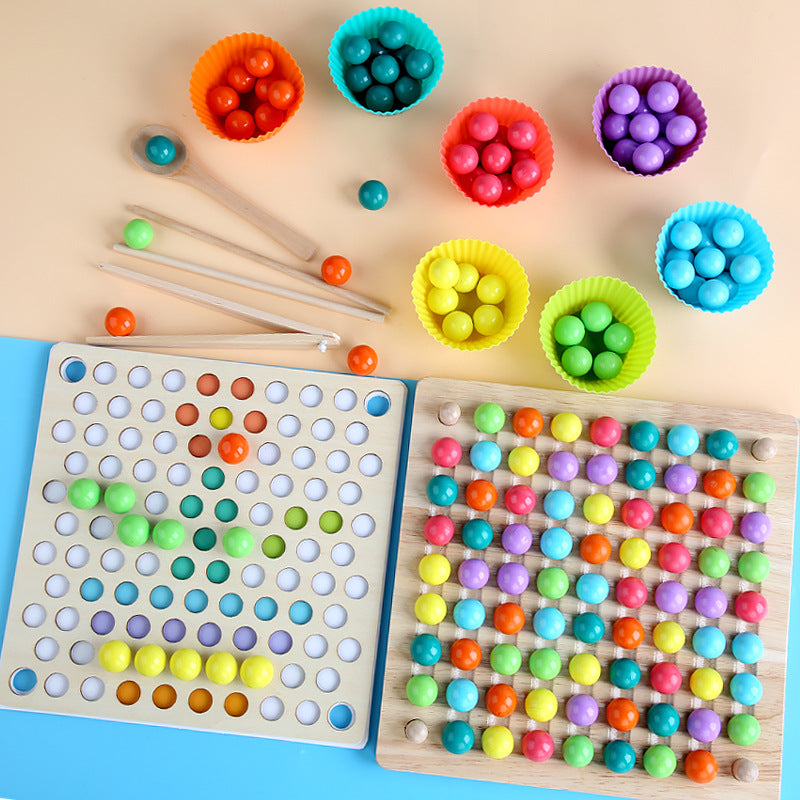 2 in 1 Wooden Tweezers & Dispels Bead Game