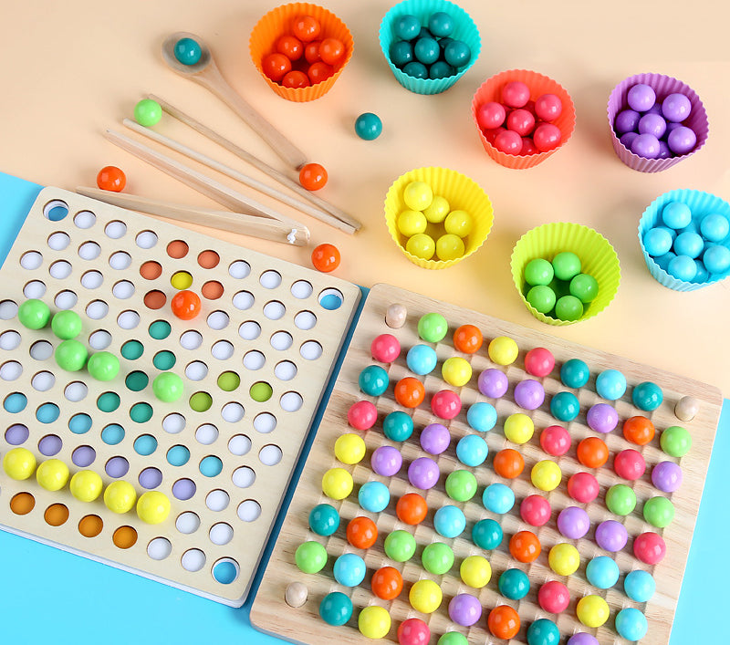 2 in 1 Wooden Tweezers & Dispels Bead Game