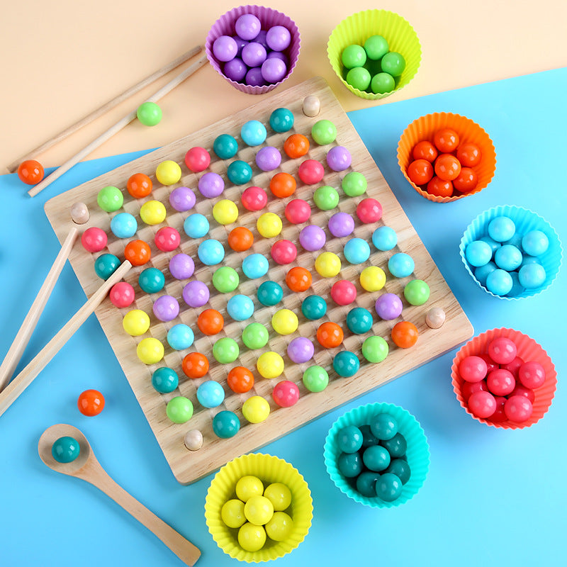 2 in 1 Wooden Tweezers & Dispels Bead Game
