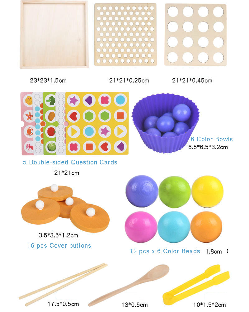 2 in 1 Wooden Tweezers Bead & Memory Game