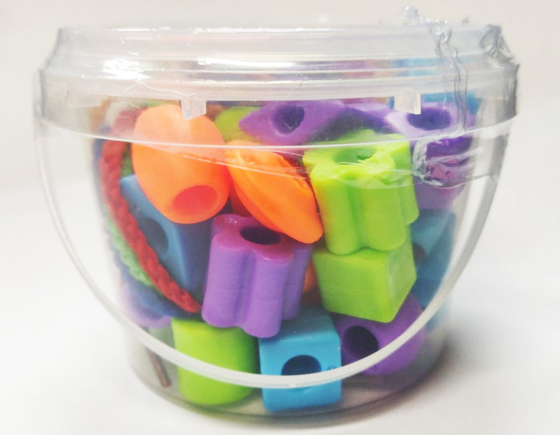 40pcs Plastic Lacing Beads in a Bucket