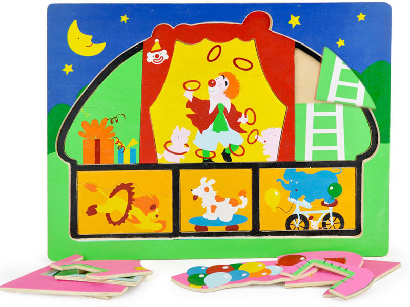 Circus home wooden puzzle (2 layers)