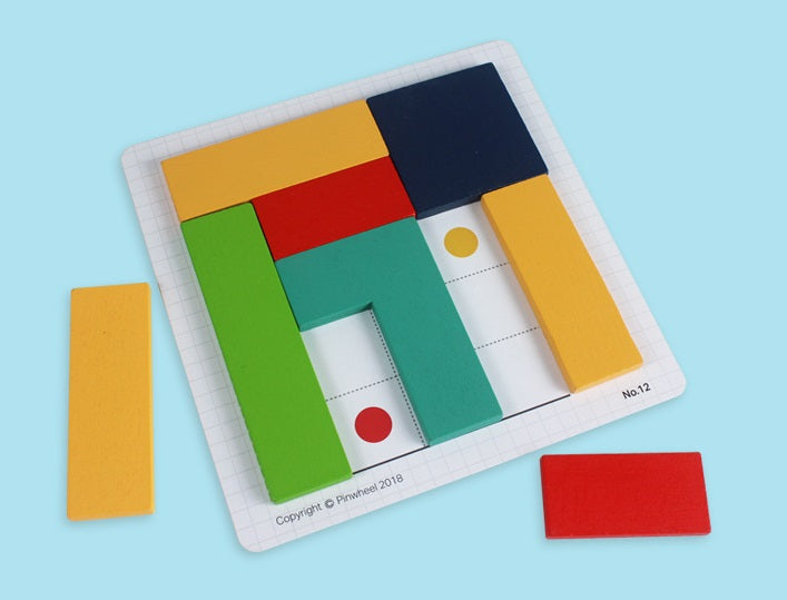 Pinwheel Wood Block Puzzle-Square and Rectangle(Level 2)