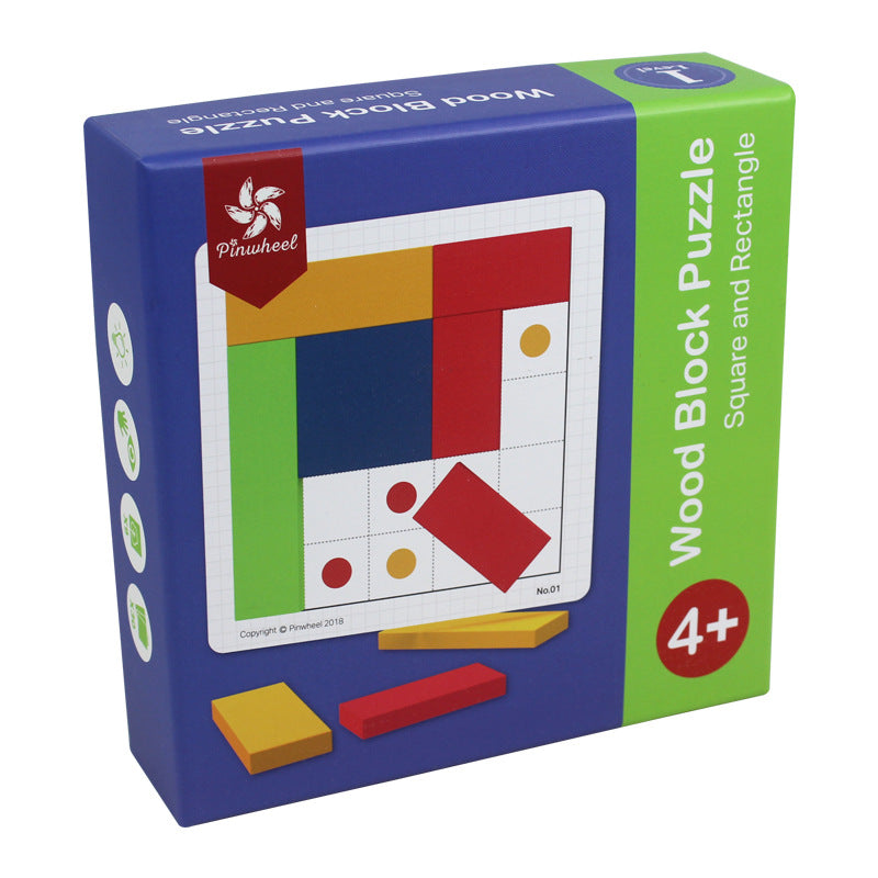Pinwheel Wood Block Puzzle-Square and Rectangle(Level 2)