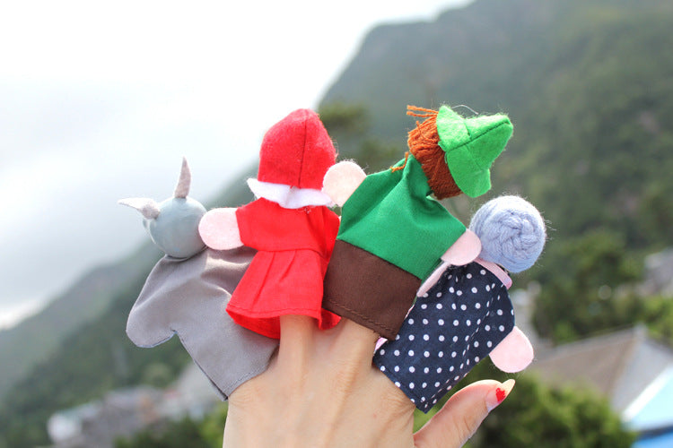 Wooden Head Finger Puppet - Little Red Riding Hood
