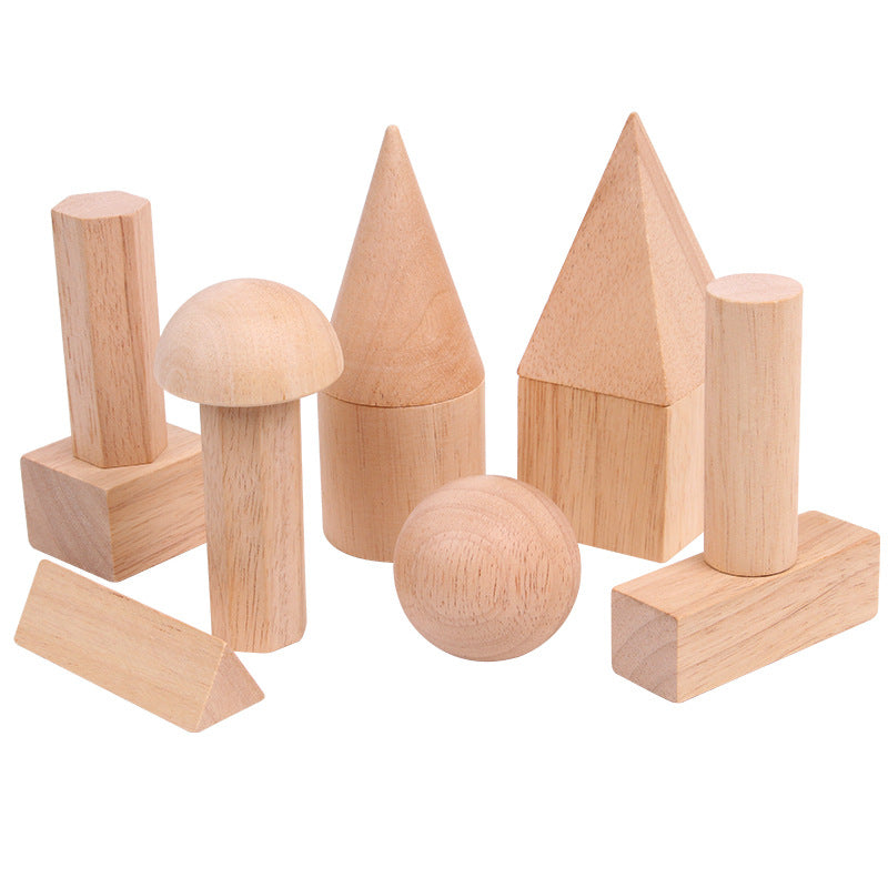 12pcs Geometric Solids Wooden Block Models