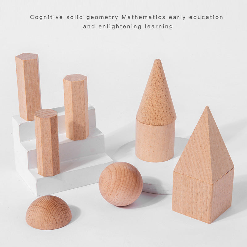 15pcs Geometric Solids Wooden Block Models