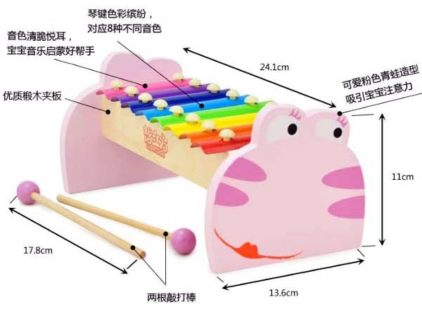 8 note Pink Frog Xylophone